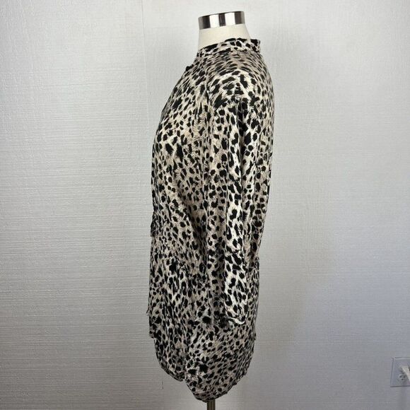 Auguste The Label Tunic 4 Womens Animal Print Drawstring 3/4 Sleeves Buttons - Picture 4 of 11